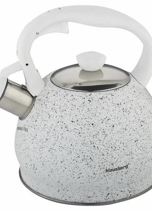 Чайник на газ 2 л klausberg kb-7319 белый мрамор