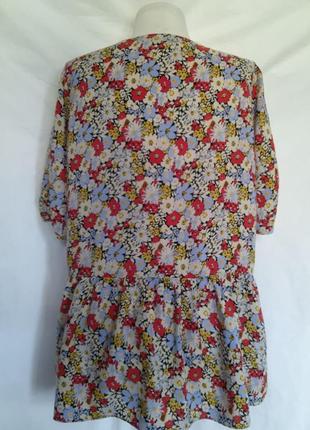 100% вискоза вискозная блуза женская, легкая летняя натуральная блузка рубашка мелкий цветок штапель10 фото