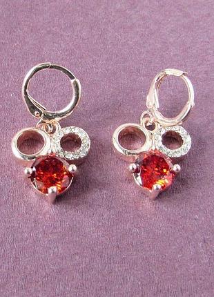 🏵️шикарные ювелирные серьги гранаты фианиты, новые! арт.1623