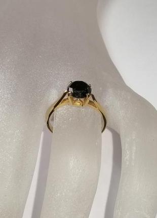 Натуральний чорний діамант 1,50 карата золоте кільце 17 мм. жовте золото3 фото