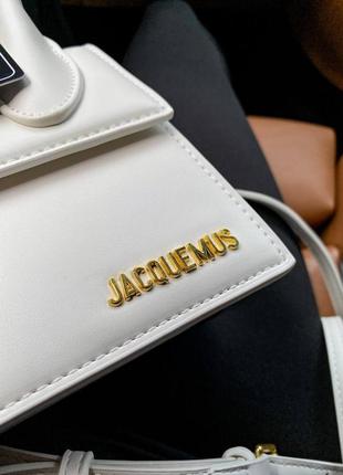 Сумка в стиле jacquemus натуральная кожа белая и черная8 фото