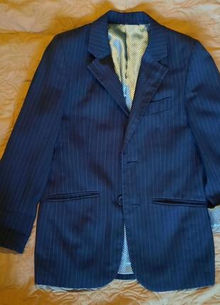 Стильный синий пиджак 134 см1 фото