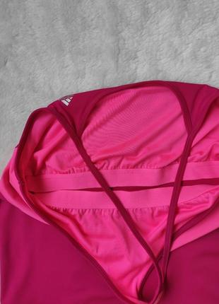 Розовая малиновая спортивная майка с топом топ спортивный батал большого размера adidas clima8 фото