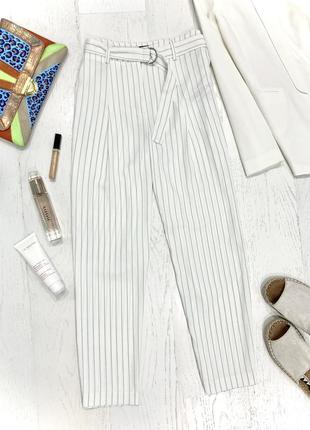 Укороченные полосатые белые брюки new look