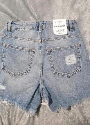 Короткие джинсовые шорты xxs high waist7 фото