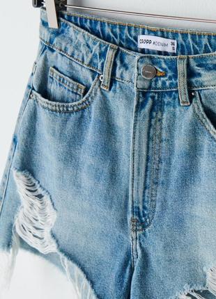 Короткие джинсовые шорты xxs high waist6 фото