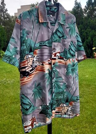 Летняя рубашка-гавайка с принтом2 фото