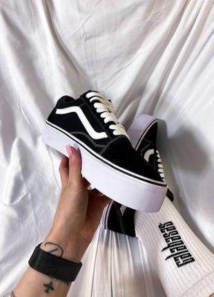 Кроссовки кеды vans classic platform black white2 фото