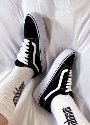 Кроссовки кеды vans classic platform black white5 фото