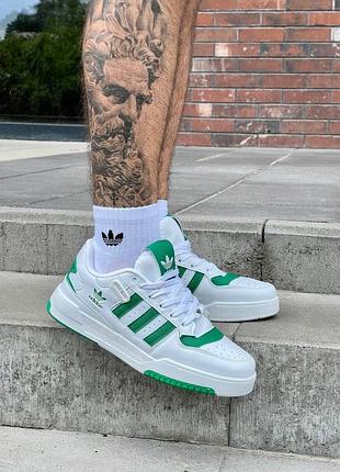 Мужские кроссовки adidas new low forum ‘white green’ топ качества 🔥