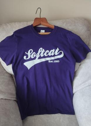 Фиолетовая коттоновая футболка размер м