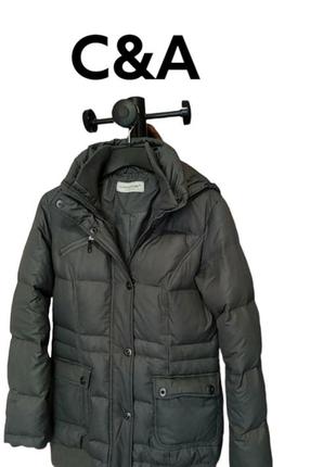 Стьобаний пуховик бренду clockhouse від c&a.пух,перо 50/50.l-ka
