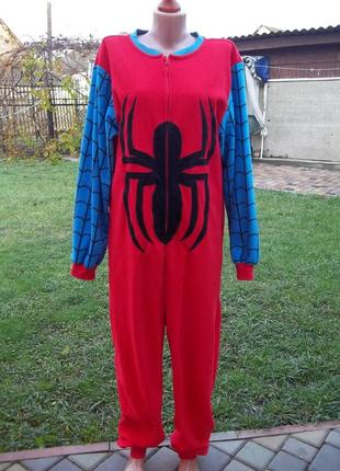 (50  р) marvel флисовый комбинезон пижама кигуруми человек паук оригинал