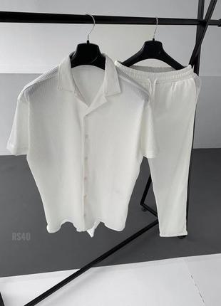 Костюм мустанг діловий класичний сорочка з короткими рукавами і штани якісний чоловічий стильний комплект
