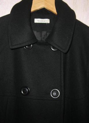 Новое черное шерстяное пальто yassica (германия)размер 16 uk  80 % wool lana3 фото