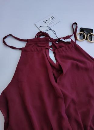 Бордовое короткое шифоновое платье без рукавов na-kd 38, 40, 46, 48, m,  l5 фото