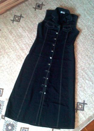 38-40р. чорний довгий сарафан-халат