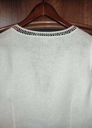 Білосніжна льняна сорочка / блуза з мереживом lindex (100% льон)3 фото