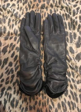 Кожаные удлинённые перчатки