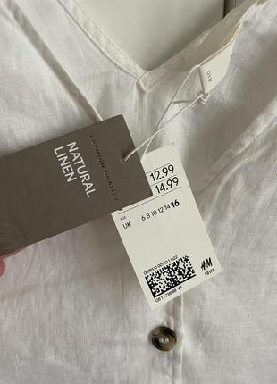 Білий льняний топ з premium h&m5 фото