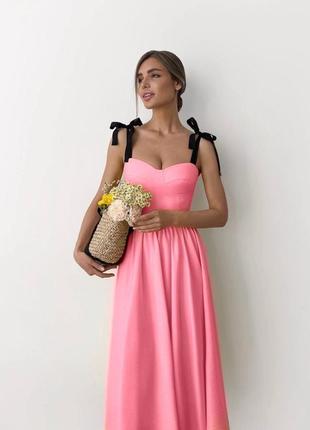 Стильное женское классическое платье/платье длинная, голубая, желтая, розовая, лаванда на лето-женскую одежду1 фото