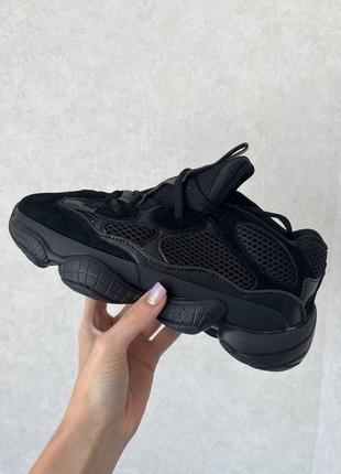 Стильные, женские кроссовки adidas yeezy 500 night black