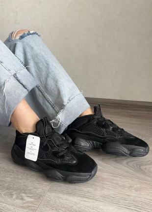 Стильные, женские кроссовки adidas yeezy 500 night black7 фото