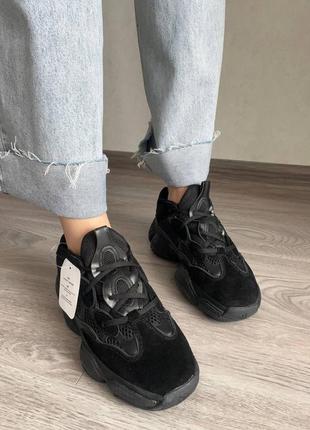 Стильные, женские кроссовки adidas yeezy 500 night black8 фото