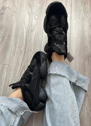 Стильные, женские кроссовки adidas yeezy 500 night black9 фото