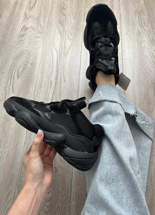 Стильные, женские кроссовки adidas yeezy 500 night black5 фото