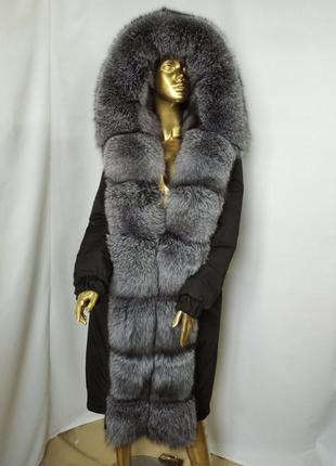 Шикарная женская зимняя парка, зимние пальто, максимально богатая мехом блюфрост, полный капюшон меха, цельный ворот, 42-60 размеры1 фото