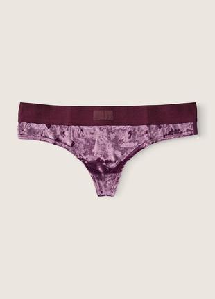 Вельветовые трусики тонг victoria's secret pink2 фото