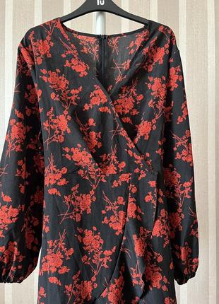 Платье миди shein с поясом в цветочный принт xl3 фото