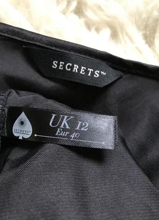 Secrets платье для сна ночнушка с вышивкой пеньюар атласный чёрный4 фото