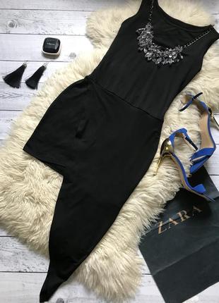 Ассиметричное платье мини чёрное вечернее нарядное3 фото