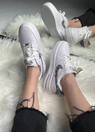 Женские кроссовки nike air force 1 low white/black swoosh.7 фото