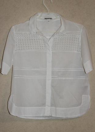 Красивая батистовая рубашечка блуза с прошвой 100% хлопок2 фото