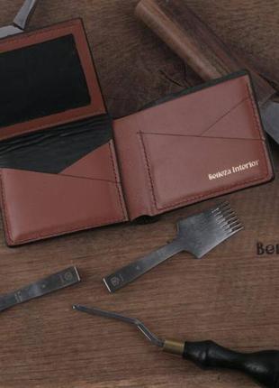 Чоловічий вмісткий гаманець, гаманець тріфолд, кошелек ручної роботи1 фото
