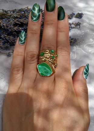 Кольцо "yves saint laurent". зеленое. sale2 фото