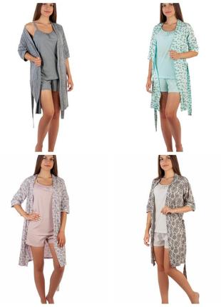 Домашний комплект, пижама тройка, халат майка шорты, домашній комплект1 фото
