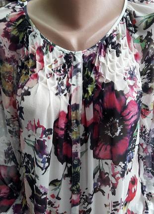 Шовкова блуза з акварельними квітами, р. м5 фото