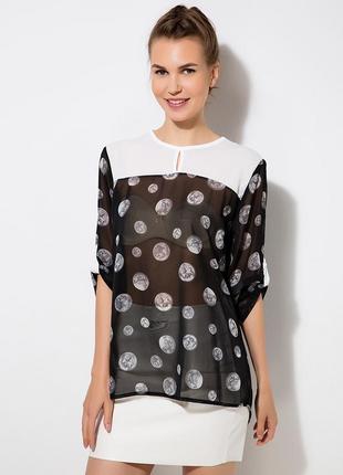 Чорна жіноча блузка ma&gi в сірий горошок1 фото