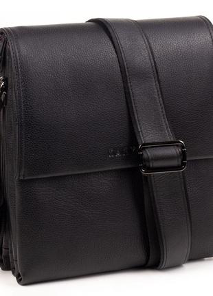 Мужская сумка karya 0542-45 кожаная черная с плечевым ремнем