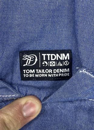 Тom tailor denim рубашка m 48 размер мужская джинсовая с коротким рукавом оригинал3 фото
