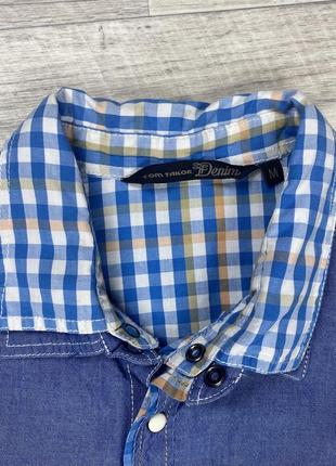 Тom tailor denim рубашка m 48 размер мужская джинсовая с коротким рукавом оригинал2 фото