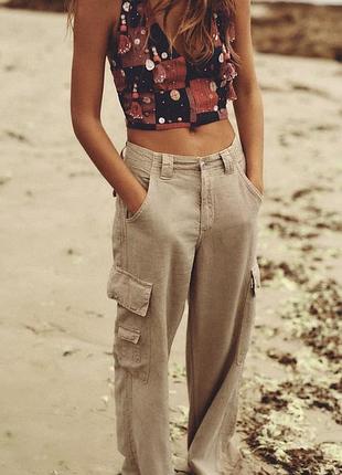 Брюки женские бежевые карго брюки zara new