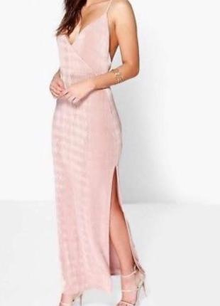 Нюдовое макси платье boohoo