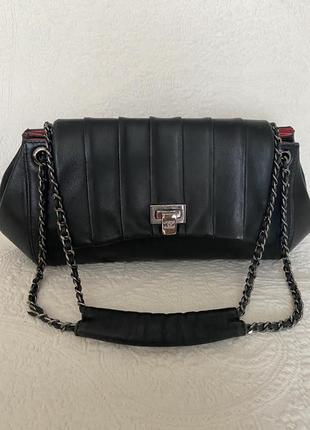 Сумка chanel black quilted lambskin vintage bowling bag, оригінал4 фото