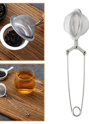 Ситечко щипці для заварювання чаю та кави з нержавіючої сталі (діаметр сита 4.5 см)1 фото