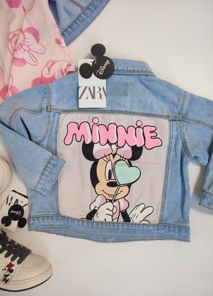 Джинсова куртка zara 92 см піджак курточка джинсовка minnie mouse disney